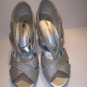 Silver high heel sandal